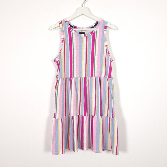 GAP Cotton Modal Striped Sleeveless Tiered Tank Dress - Picture 1 of 8